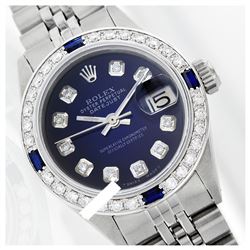 Rolex Men's Stainless Steel, QuickSet, Diam Dial & Diam/Sapphire Bezel - REF-521M6F