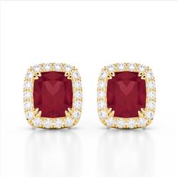 2.50 ctw Ruby & VS/SI Diamond Earrings 10K Yellow Gold - REF-49K3W - SKU:22869