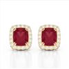 Image 1 : 2.50 ctw Ruby & VS/SI Diamond Earrings 10K Yellow Gold - REF-49K3W - SKU:22869