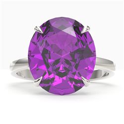 9 ctw Amethyst Solitaire Ring 18K White Gold - REF-50W9H - SKU:22089