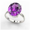 Image 2 : 9 ctw Amethyst Solitaire Ring 18K White Gold - REF-50W9H - SKU:22089