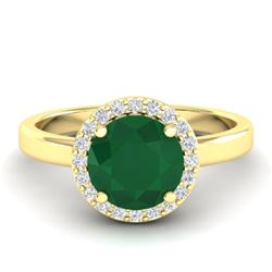 2 ctw Emerald & Halo VS/SI Diamond Ring 18K Yellow Gold - REF-58F2N - SKU:21629