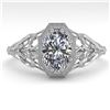 Image 1 : 1.0 ctw VS/SI Oval Diamond Art Deco Ring 14K White Gold - REF-284M3F - SKU:29832