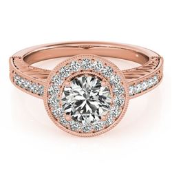 0.81 ctw VS/SI Diamond Solitaire Halo Ring 14K Rose Gold - REF-88N6A - SKU:24367
