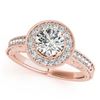 Image 2 : 0.81 ctw VS/SI Diamond Solitaire Halo Ring 14K Rose Gold - REF-88N6A - SKU:24367