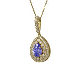 4.47 ctw Tanzanite & Diamond Necklace 14K Yellow Gold - REF-193V5Y - SKU:43210