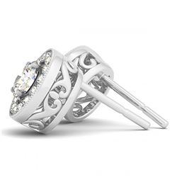 0.85 ctw Diamond VS/SI Halo 14K White Gold - REF-74R4K - SKU:29318