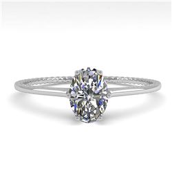 1.0 ctw VS/SI Oval Cut Diamond Art Deco Ring 14K White Gold - REF-276H9M - SKU:29709