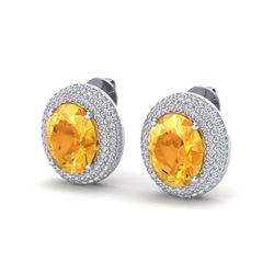 8 ctw Citrine & VS/SI Diamond Earrings 18K White Gold - REF-151V6Y - SKU:20221