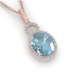 4 ctw Sky Blue Topaz & VS/SI Diamond Necklace 14K Rose Gold - REF-45V5Y - SKU:22773