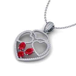 3 ctw Ruby & Heart Necklace 14K White Gold - REF-134H5M - SKU:22541