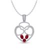 Image 2 : 3 ctw Ruby & Heart Necklace 14K White Gold - REF-134H5M - SKU:22541