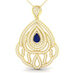 2 ctw Sapphire & VS/SI Diamond Necklace 18K Yellow Gold - REF-180K2W - SKU:21272