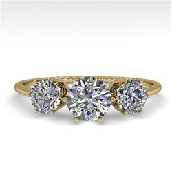 1 ctw VS/SI Diamond Art Deco Ring 14K Yellow Gold - REF-114V7Y - SKU:29722