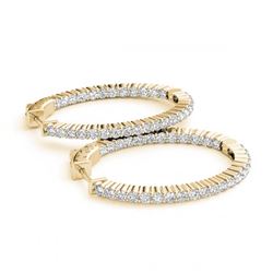 3.25 ctw Diamond VS/SI 25 mm Hoop Earrings 14K Yellow Gold - REF-261F5N - SKU:29145