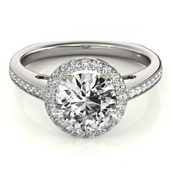 0.80 ctw VS/SI Diamond Solitaire Halo Ring 14K White & Yellow Gold - REF-86W6H - SKU:24804