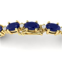 15 ctw Sapphire & VS/SI Diamond Eternity Bracelet 10K Yellow Gold - REF-122Y7X - SKU:21460
