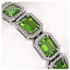 Image 3 : 25.41 ctw Peridot & Diamond Halo Bracelet 10K White Gold - REF-365N8A - SKU:41405