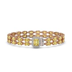 13.88 ctw Citrine & Diamond Bracelet 14K Rose Gold - REF-168R2K - SKU:45750