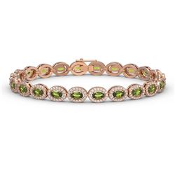 10.54 ctw Tourmaline & Diamond Halo Bracelet 10K Rose Gold - REF-290A9V - SKU:40371
