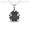 Image 2 : 1 ctw Black Diamond Solitaire Necklace 14K White Gold - REF-30Y2X - SKU:29574
