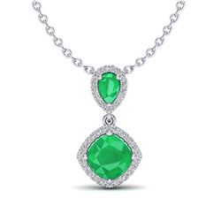 3.50 ctw Emerald & VS/SI Diamond Necklace Designer 10K White Gold - REF-63Y6X - SKU:20544