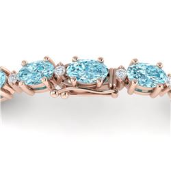 14 ctw Sky Blue Topaz & VS/SI Diamond Eternity Bracelet 10K Rose Gold - REF-80X2R - SKU:21442