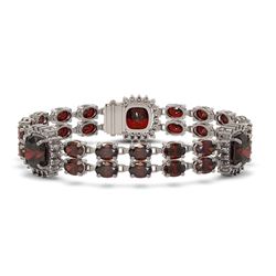 17.34 ctw Garnet & Diamond Bracelet 14K White Gold - REF-235Y3X - SKU:44783