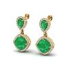 Image 1 : 7 ctw Emerald & VS/SI Diamond Earrings Designer 10K Yellow Gold - REF-118Y2X - SKU:20206