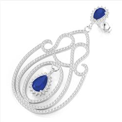 6.40 ctw Sapphire & VS/SI Diamond Earrings 14K White Gold - REF-381X8R - SKU:22429