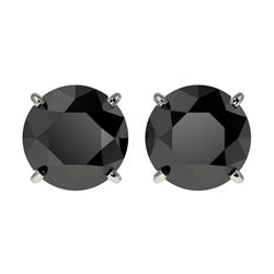 2.50 ctw Fancy Black Diamond Solitaire Stud Earrings 10K White Gold - REF-51W3H - SKU:33103