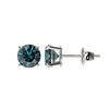 Image 2 : 1 ctw Intense Blue Diamond Stud Earrings 10K White Gold - REF-87V2Y - SKU:33055