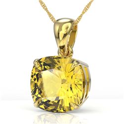 6 ctw Cushion Cut Citrine Solitaire Necklace 18K Yellow Gold - REF-44N4A - SKU:21979