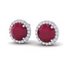 Image 1 : 4 ctw Ruby & Halo VS/SI Diamond Earrings 18K White Gold - REF-80W2H - SKU:21501