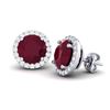 Image 2 : 4 ctw Ruby & Halo VS/SI Diamond Earrings 18K White Gold - REF-80W2H - SKU:21501