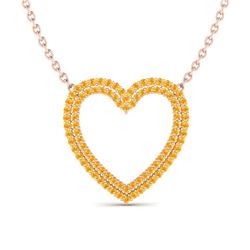 3.50 ctw Yellow Sapphire Heart Halo Necklace 10K Rose Gold - REF-65K6W - SKU:20486