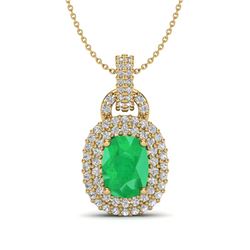 2.50 ctw Emerald & VS/SI Diamond Necklace 14K Yellow Gold - REF-68K2W - SKU:20438