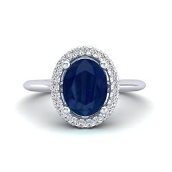 2 ctw Sapphire & VS/SI Diamond Ring Halo 18K White Gold - REF-52Y7X - SKU:21020