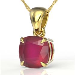 2 ctw Cushion Cut Ruby Necklace 18K Yellow Gold - REF-34N5A - SKU:21959