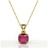 Image 2 : 2 ctw Cushion Cut Ruby Necklace 18K Yellow Gold - REF-34N5A - SKU:21959