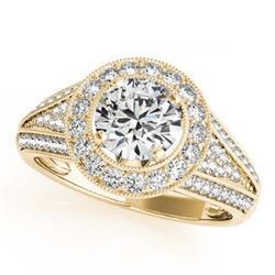 1.45 ctw VS/SI Diamond Solitaire Halo Ring 14K Yellow Gold - REF-162Y7X - SKU:24565