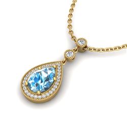 2.25 ctw Sky Blue Topaz & Diamond Necklace 18K Yellow Gold - REF-48H2M - SKU:23144
