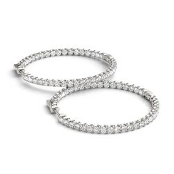 2.5 ctw Diamond VS/SI 21 mm Hoop Earrings 14K White Gold - REF-269Y3X - SKU:28972