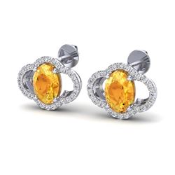 3.50 ctw Citrine & VS/SI Diamond Earrings 10K White Gold - REF-58X2R - SKU:20289