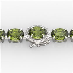 27 ctw Green Tourmaline & VS/SI Diamond Bracelet 14K White Gold - REF-243R5K - SKU:23428