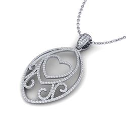 1.75 ctw VS/SI Diamond Heart Necklace 18K White Gold - REF-180A2V - SKU:22588