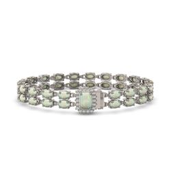 13.48 ctw Opal & Diamond Bracelet 14K White Gold - REF-192F2N - SKU:45722