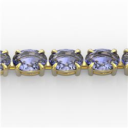 24 ctw Tanzanite Eternity Bracelet 14K Yellow Gold - REF-218Y2X - SKU:23397