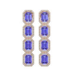 11.93 ctw Tanzanite & Diamond Halo Earrings 10K Rose Gold - REF-290Y2X - SKU:41436