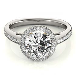 1.05 ctw VS/SI Diamond Solitaire Halo Ring 14K White & Yellow Gold - REF-141A8V - SKU:24809